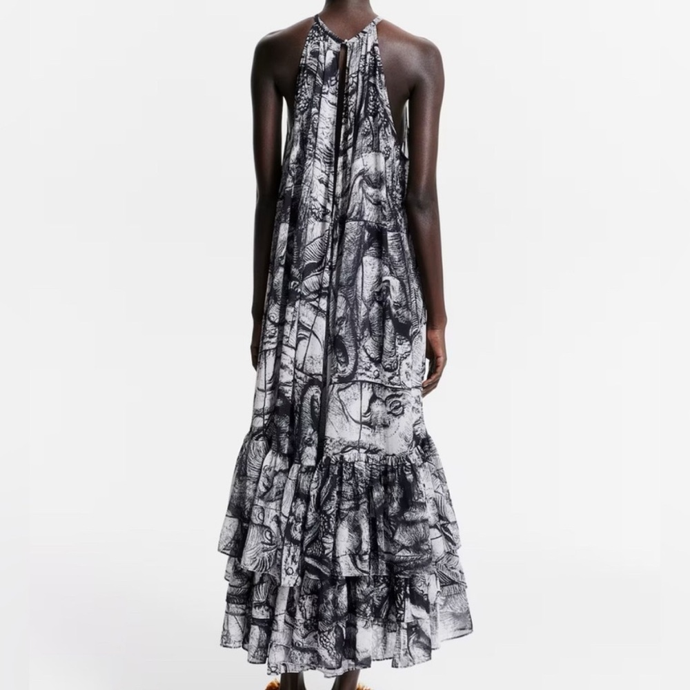 H&M The White Lotus-  Backless Maxi Dress - Elephant 🐘 print -NWT